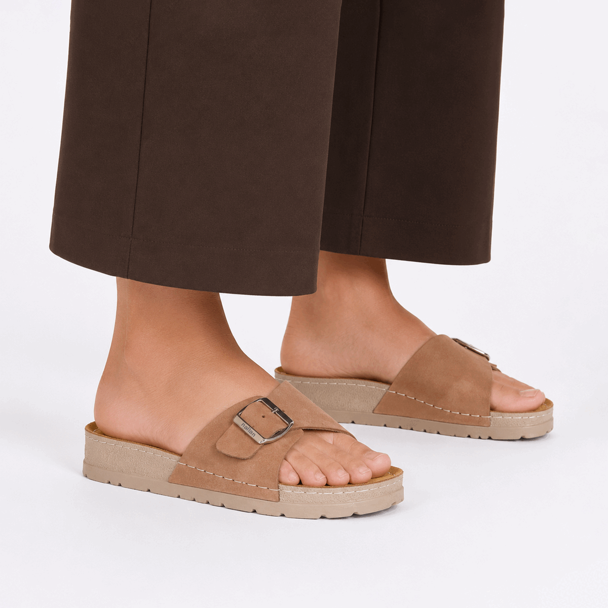 NALLAN Lura Olive women's buckle slides – view 2