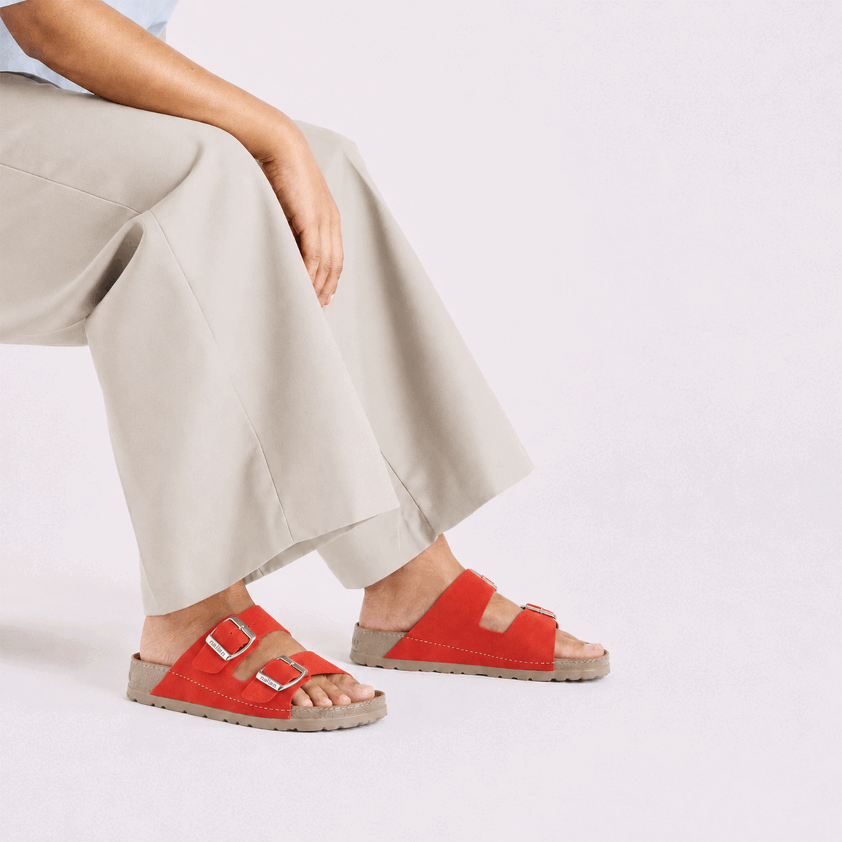NALLAN Rubik Red Anatomic women's two-strap slides – view 2