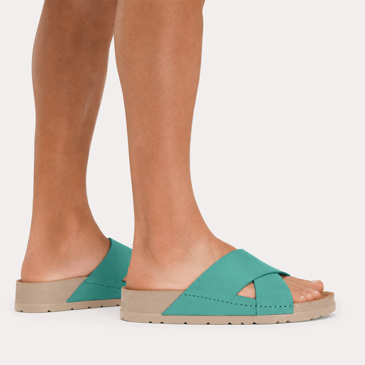 NALLAN Zoe Turquoise women's leather slides – view 2