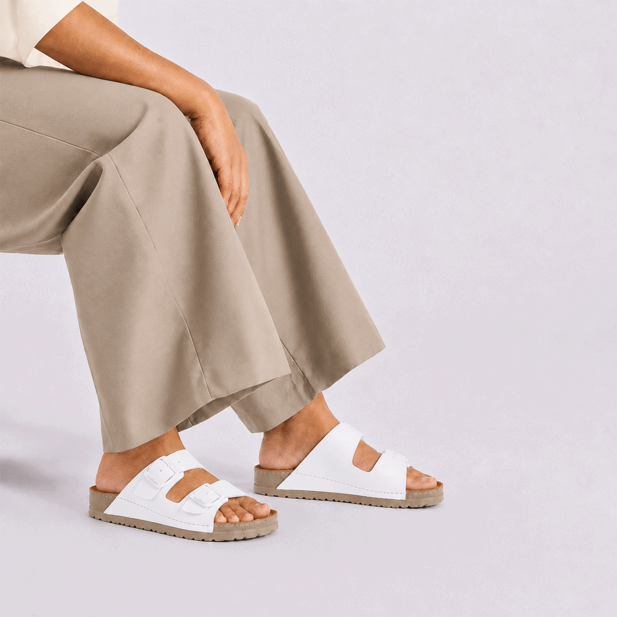 NALLAN Rubik White women's two-strap slides – view 2