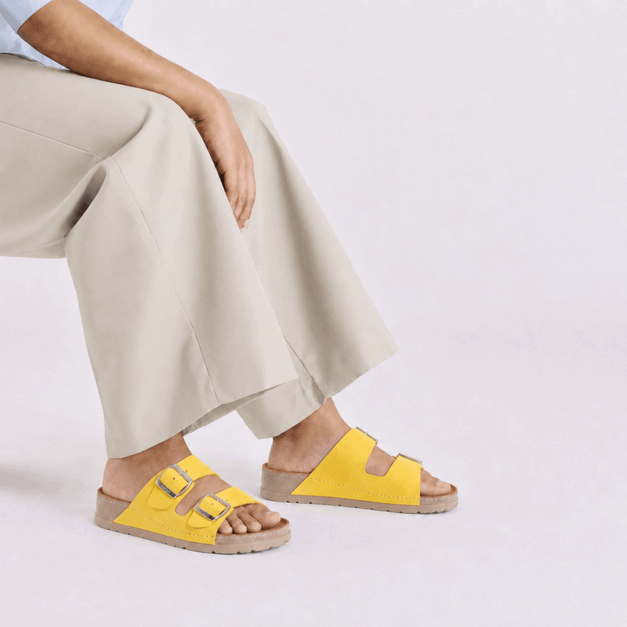 NALLAN Rubik Yellow women's two-strap slides – view 2