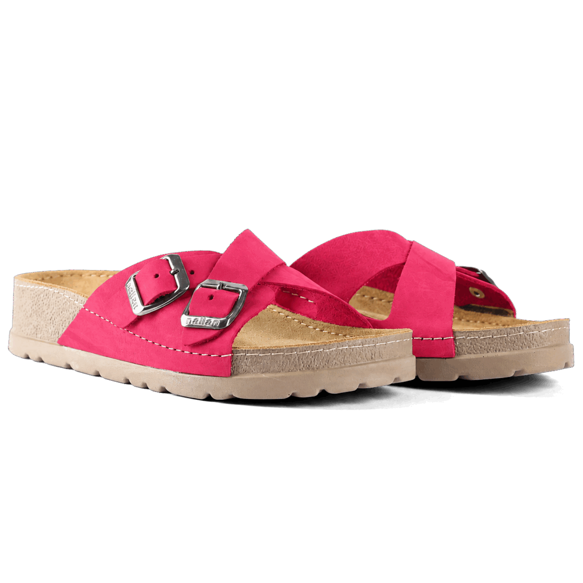 NALLAN Serena Dark Pink women's leather slides