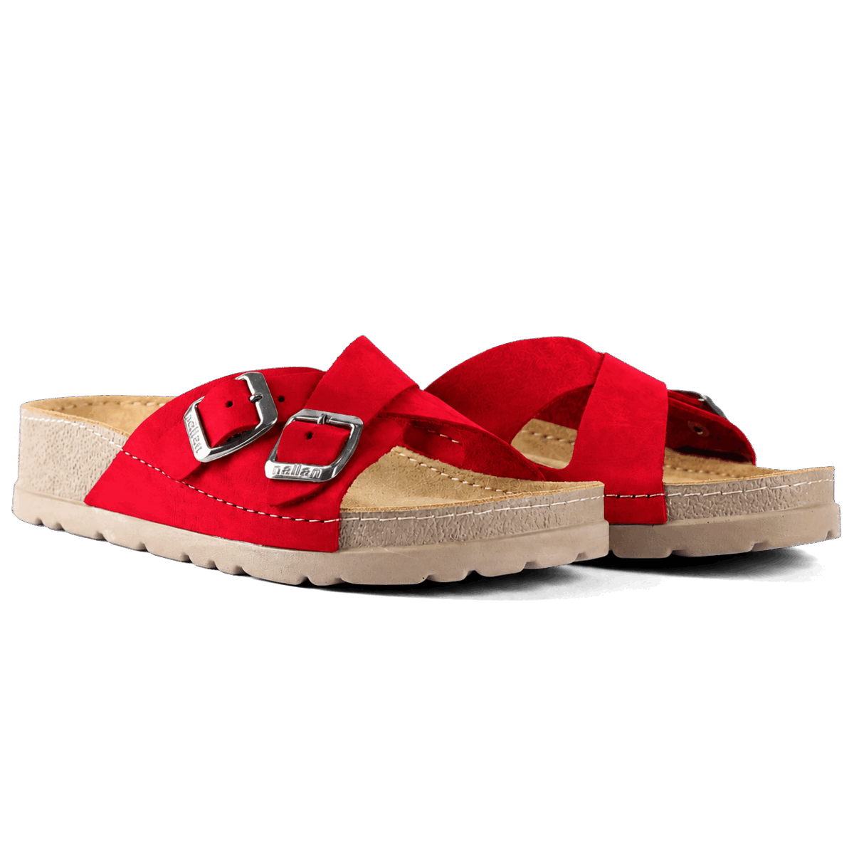 NALLAN Serena Red women's leather slides