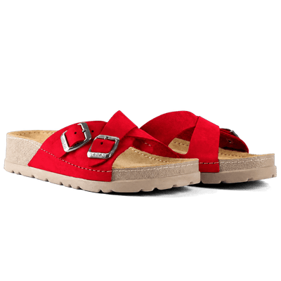NALLAN Serena Red women's leather slides