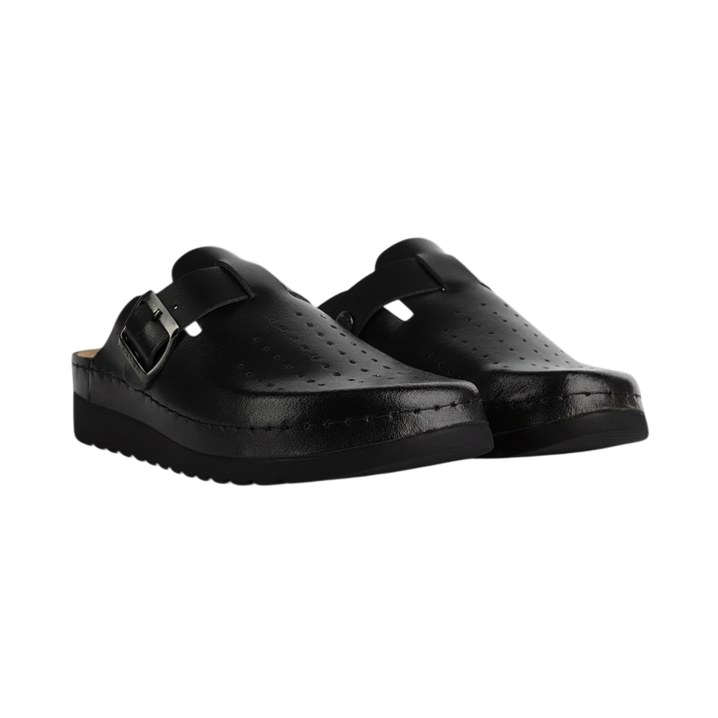 NALLAN Priam Black men's leather work clogs