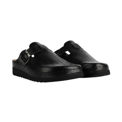 NALLAN Priam Black men's leather work clogs